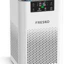 FRESKO Small Air Purifier for Home, HEPA Air Purifiers for Pet Hair, Odors, Quiet Air Cleaner with Aromatherapy for Bedroom & Office, Real-Time PM 2.5 Display, 22dB Sleep Mode, 360Airflow, White