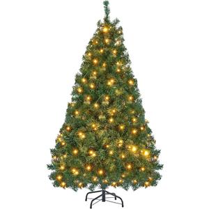 Lulu Home 6FT Christmas Tree, Artificial Christmas Tree with RC 300 LEDs Warm White & Multicolored String Lights(NOT Pre-Strung) for Indoor Outdoor Winter Decoration, 11 Lighting Modes with Timer (Green)