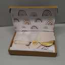 LUCOI Organic Cotton Newborn Baby Gift Set - Muslin Baby Lovey Comforter, Baby Bandana Drool Bib, Wooden Baby Teether & Baby Milestone Card - Gender Neutral Baby Shower Gifts, Baby Welcome Box