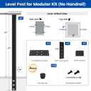 Muzata 42in Black Modular Cable Railing Post Side Mount Level Drilled RW47