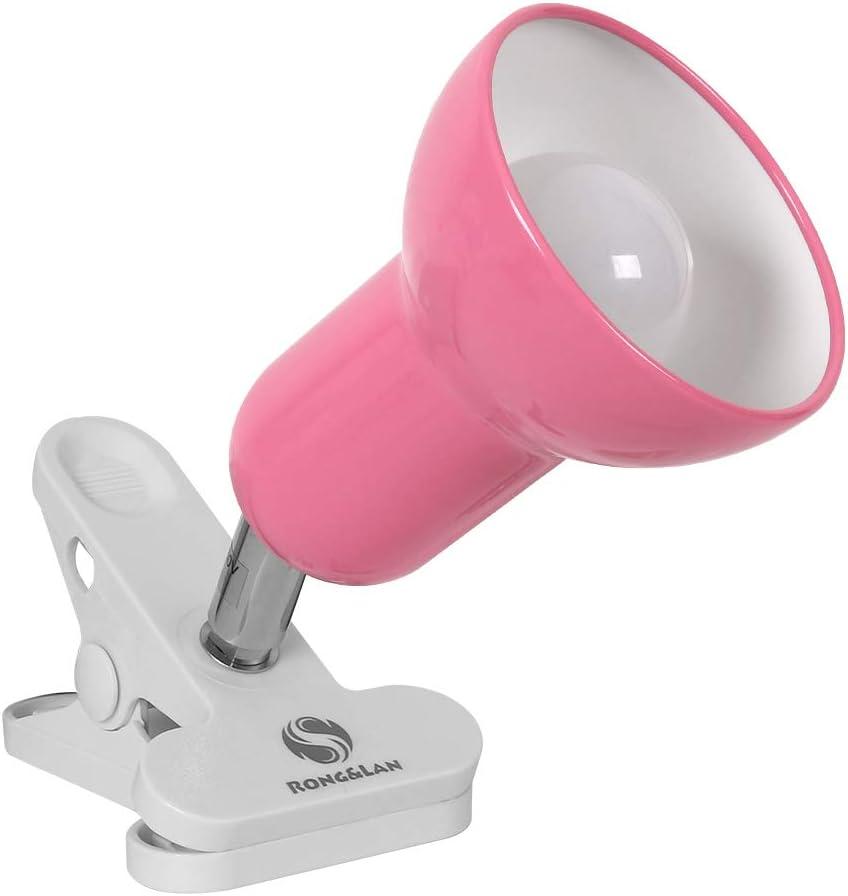 RONG&LAN Clip lamp,360 Rotation Clip on Lamp Portable Book Reading Light,Clamp on Desk/Table/Bunk Bed/Cupboard Home Lighting, (Desk lamp,Seven Colors for Your Choice) (Pink)