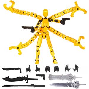 T13 Action Figure Assembly Completed, Upgraded 3D Printed T13 Action Figure, The Dummy 13 is Very Suitable for Office Desks and Birthday Cake Decorations (Yellow)