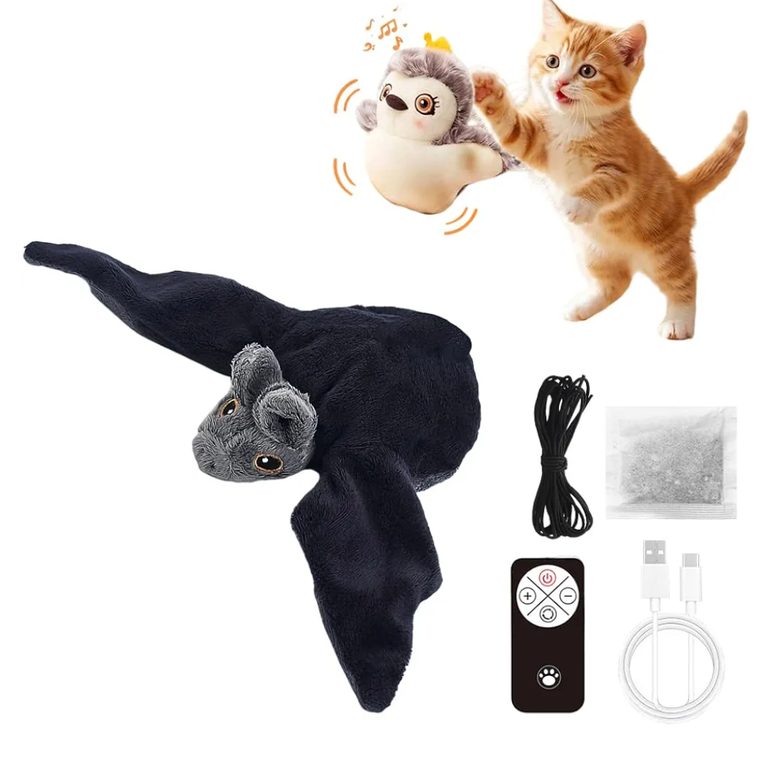 Interactive Flying Bird Cat Toy,2026 New Chirping Bird Cat Toy Flapping Bird Toy,Simulation Chirping Bird Toys Interactive Cat Toys for Bored Indoor Cats (1, Black a)