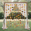 2 Pcs 6.6 ft Artificial Flower Garland Floral Backdrop Arch Fairy Flower Hanging Ceiling Colorful Garland for Wedding Bridal Shower Baby Shower Tea Birthday Backdrop Wall Decor(Bright Color)