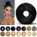 Messy Bun Hair Piece Human Hair Scrunchies 100% Human Hair, Messy Bun Hair Scrunchie Real Hair Bun Tousled Updo Chignons Stretchy Fluffy for Women Girls (Jet Black) (3.5 Inch)