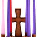 Nuanchu 6 Pcs Lenten Taper Candle Set Easter Holy Week Candle Purple Pink Red 10 Inch Lent Colorful Velas De for Easter Devotional Church Home Decoration Party Supplies, Wooden Holder Not Included