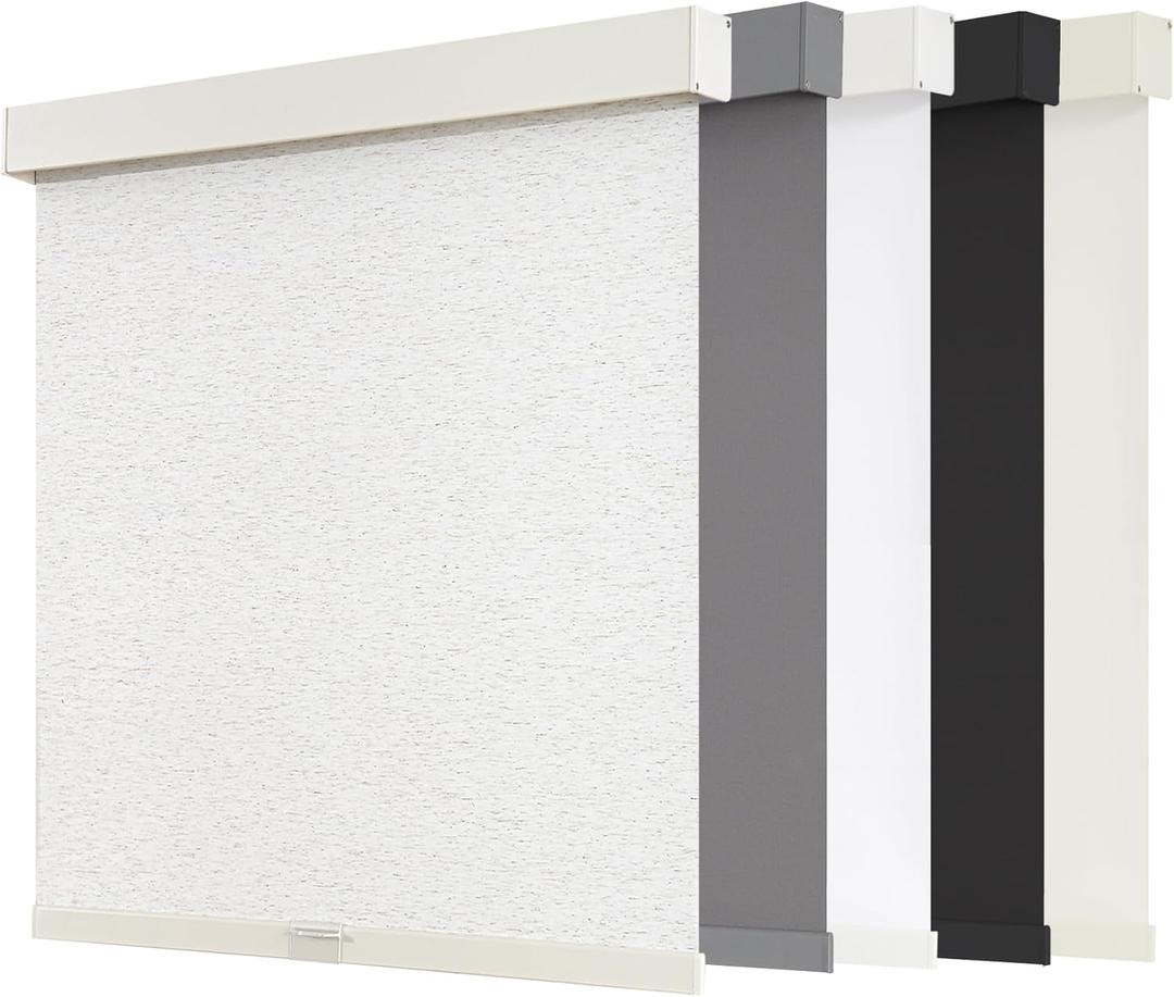 AOSKY Blackout Roller Shades Cordless Blinds for Windows, Free-Stop Shades with Valance, Thermal Insulated Fabric, UV Protection, Blinds for Home and Office (52" W x 72" H, Linen White