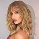 Blonde Wig with Bangs for Women Colorful Charming Synthetic Wigs Shoulder Length Curly Bob Wigs Heat Resistant Fiber Hair Blonde Wig for White Women Girls Use