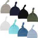 Jastore 8 PCS Baby Newborn Hats Set Knot Beanie Hats Soft for Infant Baby Girls Boys Caps 0-6 Months