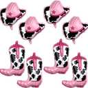 Western Themed Party Balloons - Cowboy & Cowgirl with Hat & Boot (8pcs)