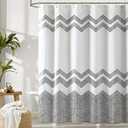 Printed Shower Curtain Set: Hand-Drawn Chevron Modern Geometric Shower Curtain, Zigzag Pattern Waterproof Fabric, Bohemian Bathtub Bathroom Decorations Home Dcor with Hooks, 72" x 72"
