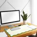 Hahafelt Scalloped Desk Mat Large Scalloped Piping Cute Desk Mat Aesthetic Preppy Table Pad Large Nonslip Pad with Edge Stitching Waterproof Gaming(Green,31.5 x 15.8 Inches)