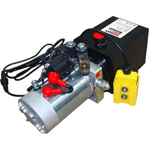Double Acting Hydraulic Pump 8 Quart Hydraulic Power Units 12V DC Hydraulic Pump SAE#6 Connector for Dump Trailer Car Lifting