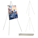 Bianyo Upgraded Display Stand with Upper Cover & Carry Bag, Black/White Steel, 5 lb Capacity, Adjustable & Portable for Indoor/Outdoor Canvas, Posters & Boards (White, Pack of 2)