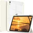 for iPad (A16) 11th Generation 11 Inch 2025/10th Generation 10.9 Inch 2022 Case with Pencil Holder, Hybrid iPad 11 10 Case with Clear Back, Supports Auto Wake/Sleep, Cream White