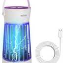 Bug Zapper, Indoor and Outdoor UV LED Mosquito Zapper Trap with Fan, Portable Electric Fly Trap with Easy-Empty Tray