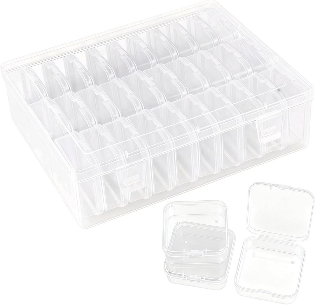 APZDFGIFCD 31 PCS Bead Organizer Box, Clear Plastic Bead Storage Cases with Hinged Lids, Suitable for Making Bracelets, DIY Jewelry Making, Nail Art, Small Item Organizer