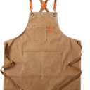 Tosewever Canvas Cross Back Chef Cotton Aprons for Men Women with Large Pockets (Cappuccino Brown)