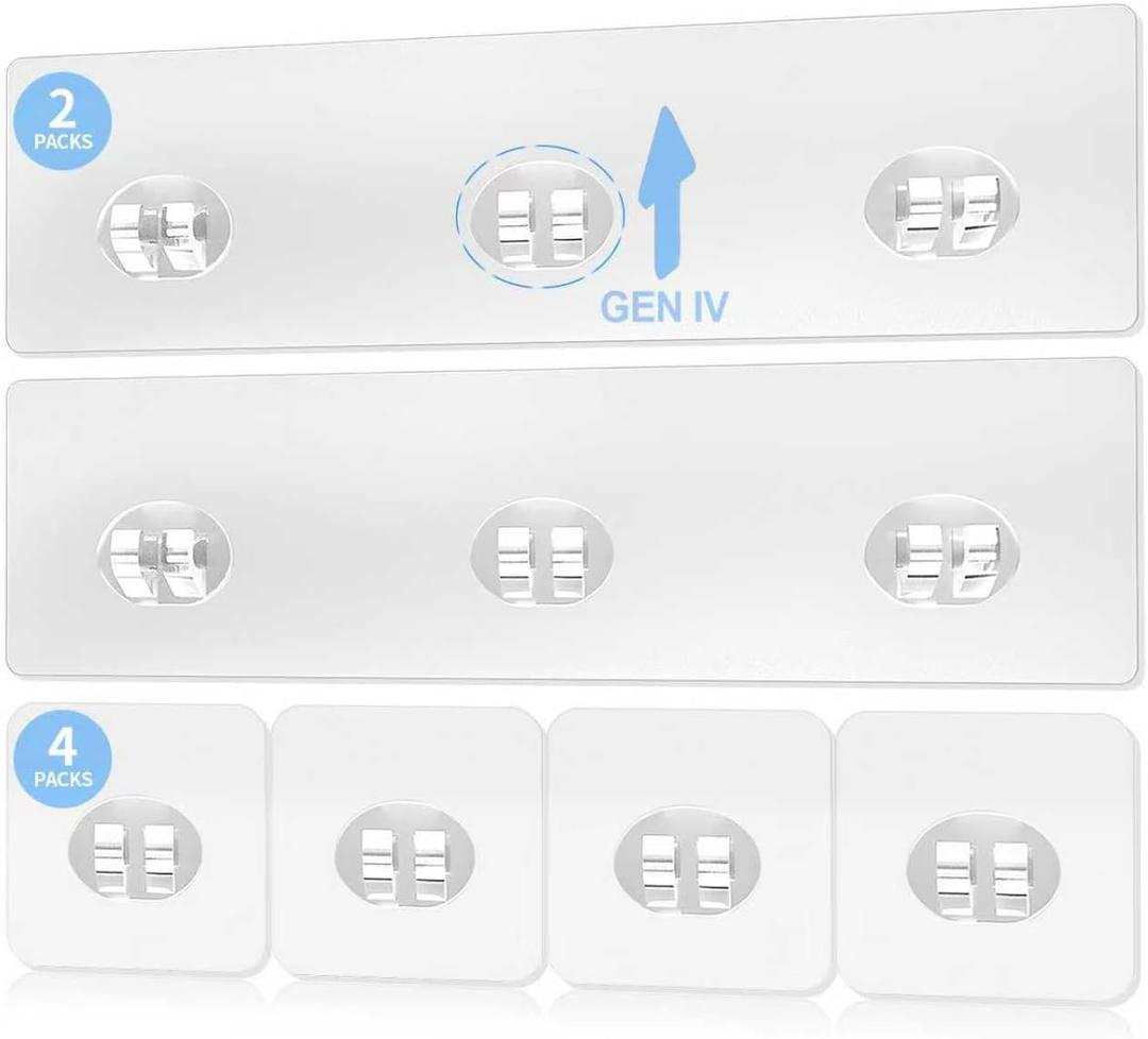 Elegant Shower Caddy Adhesive Replacement, 6 PCS Strong Waterproof Adhesive Hooks and Strips for Shower Shelf and Bathroom Storage Shelf, No Drilling Also Fit Kitchen Rack