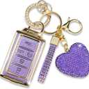 Compatible with Jeep Key Fob Cover with Keychain, Car Key Shell for Women Compatible with Grand Cherokee L Grand Wagoneer L Wagoneer Grand Cherokee L 2021-2023 Protector (5 Buttons-Purple)