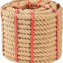 Jute Rope 1 1/4 Inch x 100 FT, Hemp Rope Twisted Heavy Duty Jute Rope, Manila Rope for Home Decor Crafts Swing Rope Railing Climbing Decorating
