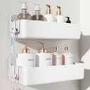 Nieifi Adhesive Wall Shelf, Shower Sheves 2 Pack, Shower Organizer for Bathroom Organization (White)