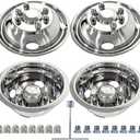 16 Wheel Simulators, 16“ 8-Lug Polished Stainless Steel RV Hub Caps, Bolts-On Wheel Covers Compatible with Ford 2008-2025 E-350/E450 Dual Rear Wheel, 16" For E350 E450 2008-2026