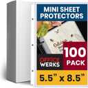 Office Werks 100 Pack of Heavyweight Clear Mini Sheet Protectors, 5.5" x 8.5", Top Load, Reinforced Holes, Acid-Free/Archival Safe, Plastic Sleeves for Binders Documents