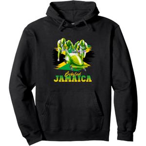 Bobsled Jamaica Team Jamaican Flag Winter Bobsled Lover Pullover Hoodie, Black, M