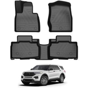 KUST Floor Mats for Ford Explorer 2020-2025 2026, All Weather Floor Liners Rubber Car Mat Front Rear 2 Row for Explorer Accessories High Edge
