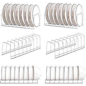 6PCS Stainless Steel Plate Organizer for Cabinet,Pot Lid Organizer Pot Lid Rack Holder Rest Storage for Cutting Boards,Bakeware,Cooling Racks,Pots & Pans,Serving Trays and Reusable Containers