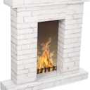 AmazingSpark Christmas Fireplace Cardboard 3D Fake 35.5 x 31.5 x 8 Inch Corrugated Fireplace with Fire Photo Accessories Cardboard Cutout Standup for Christmas Party Background Decor(White)