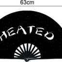 TUYUU Boots on the Ground Hand Fan - Popping Clack Fans for Line Dancing Large Folding Rave Fans Heavy Duty Nylon Foldable Handheld Fan for Festival Party Kung Fu Tai Chi Performance, Black