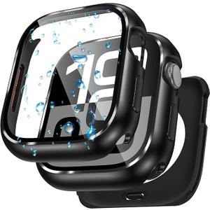 Goton AntiCrack Metal Case for Apple Watch Series 11/10 46mm Screen Protector, HD Tempered Glass, Daily Water-Resistant Alloy Bumper with Ceramic-Style Back Cover for iWatch 46 mm, Black