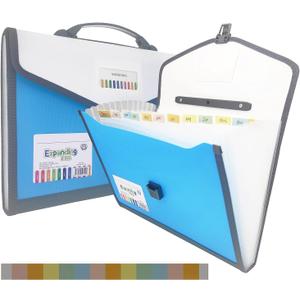 Expanding Accordion File Folder with Labels, 13 Pocket Document Organizer, Letter A4 Size, 1 Pack