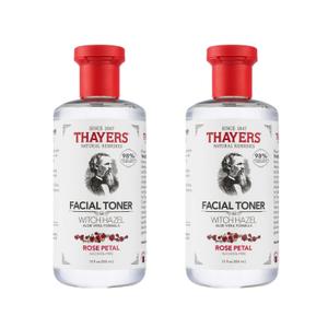 THAYERS Alcohol-Free, Hydrating Rose Petal Witch Hazel Facial Toner with Aloe Vera Formula, Vegan, Dermatologist Tested and Recommended, 12 Oz (Pack of 2)