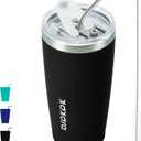 BJPKPK Black Insulated Tumbler With Lid And Straw 20 oz Stainless Steel Tumblers Coffee Thermal Cup Black