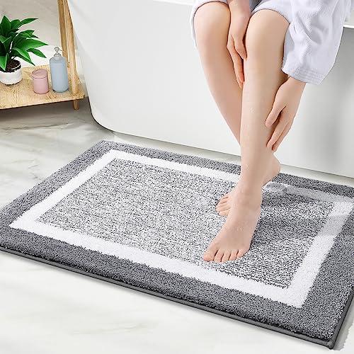 OLANLY Bathroom Rugs 30x20, Extra Soft and Absorbent Microfiber Bath Mat, Non-Slip, Machine Washable, Quick Dry Shaggy Bath Carpet, Suitable for Bathroom Floor, Tub, Shower (Medium, Grey)