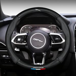 Cehuoca Old Compitable with Jagvar Leather Steering Wheel Cover, Stylish Nappa Leather Carbon Fiber Texture Protector, Non-Slip, Universal 15inch Compatible Accessories (Old-ja-Cover-Black)