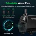 VIVOSUN 1050 GPH 100W Submersible Water Pump, Quiet Fountain Pump With 13.1 ft Head Lift, 6.6 ft Power Cord, 3 Nozzles, Tubing, & 2 Clamps, For Fish Tank, Pond, Aquarium, Hydroponics