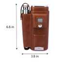 AMANCY Luxury 2 Holder Brown Leather Portable Cigar Case Gift Set, Leather-Wrapped Cigar Travel Humidor Contained 2 Oz Stainless Steel Flask with Lighter and Cutter