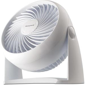 Honeywell TurboForce Air Circulator, Small Tabletop Fan, Quiet Personal Fan for Home or Office, 3 Speeds, 90 Degree Pivoting Head, White, HT-904