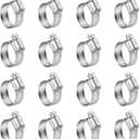 WINL Stainless Steel Hose Clamps - 16 Pack Worm Gear Drive Hose Clamps SAE 12 Clamping Range of 1/2'' to 1-1/4'' (14mm-31mm) for Automotive Plumbing, 1/2 Inch, 3/4 Inch, 1 Inch Clamps