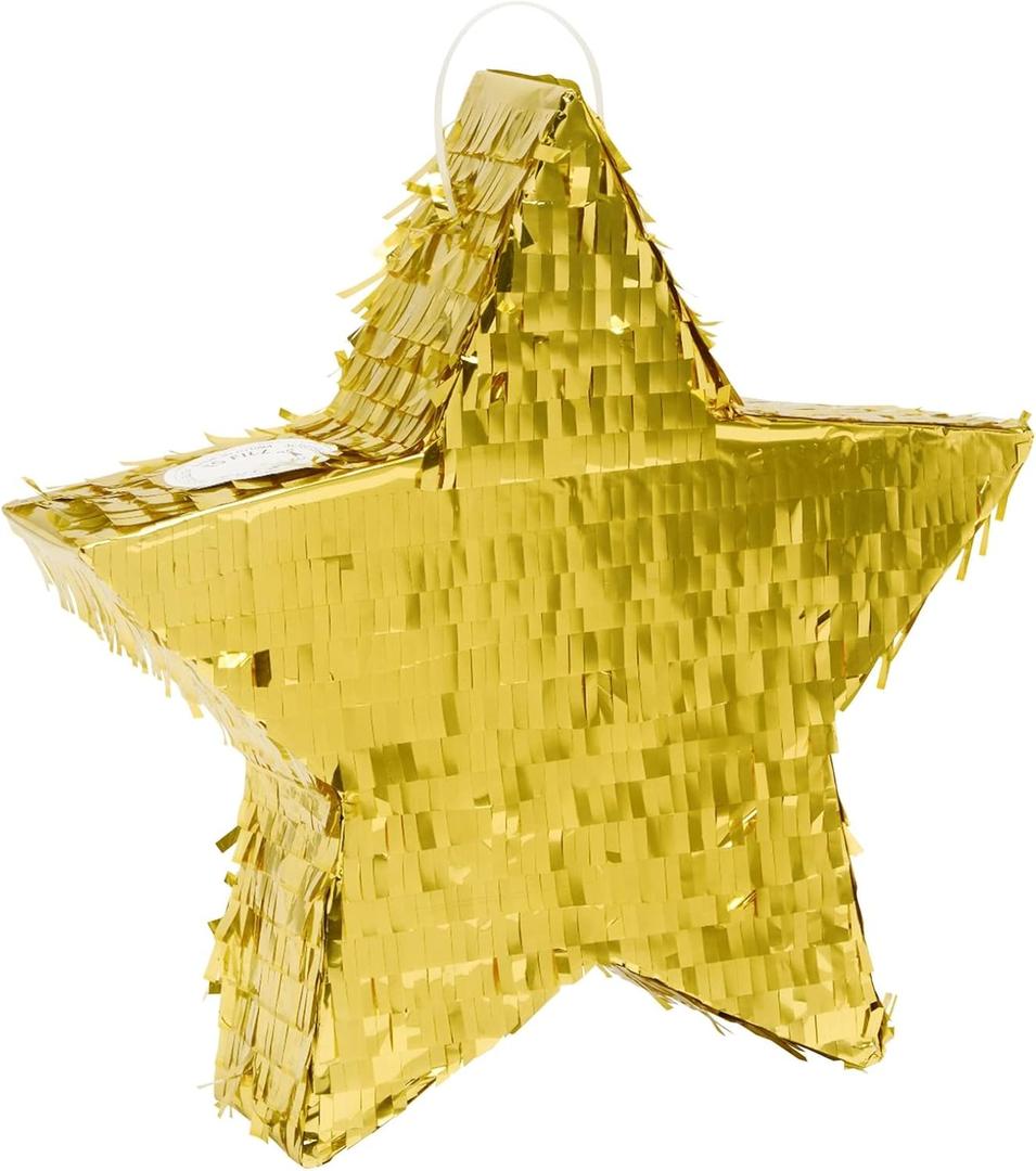 Sparkle and Bash Gold Star Pinata for Kids Birthday, Twinkle Twinkle Little Star Gender Reveal Party Decorations, Baby Shower (Small, 13 x 3 In) - Mini Pinata