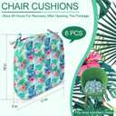 Beeveer Set of 6 Tropical Flower Outdoor Chair Cushions 17" x 16" x 2" Waterproof Patio Chair Cushions Replacement Indoor Outdoor Seat Cushions with Removable Cover Ties for Garden Patio Furniture
