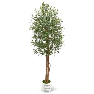 5FT Olive Trees Artificial Faux Olive Tree with White Planter Wood Trunk