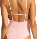 Seafolly Women's Standard V Neck One Piece with High Legline Swimsuit (Pink), Size 8