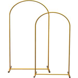LANGXUN Gold Metal Arch Backdrop Stand Set, 7.2ft / 6.6ft / 6ft Balloon Arch Frame for Wedding Birthday Party Baby Shower Graduation Anniversary Decoration (6.6ft / 7.2ft 2 pcs per Set)