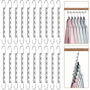 Space Saving Hangers for Clothes 20 Pack, Sturdy Metal Hangers Wardrobe Organizer, Magic Cascading Hanger, Closet Space Saver Closet Organizers and Storage (10 inch)