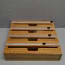 4-in-1 Bamboo Wrap Organizer with Cutter  Holds Plastic Wrap, Foil, Parchment & Paper Towels  Drawer or Countertop Use  Durable Bamboo Dispenser with Labels